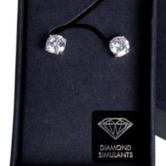 LOVISA Elegant Rhodium Diamond Simulant 1CT Round Stud Earrings**NEW! - Picture 1 of 3